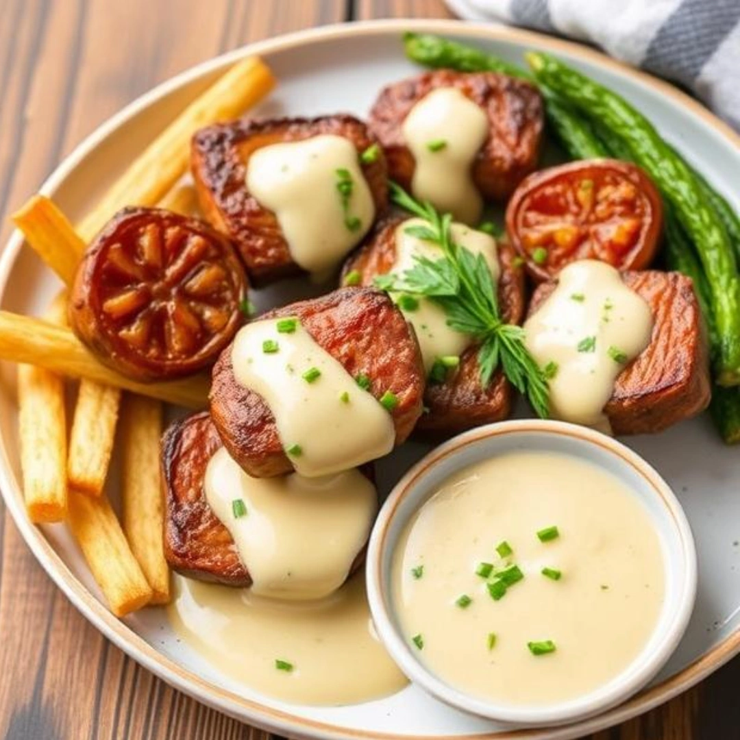 Creamy Garlic Butter Steak Bites with Parmesan Sauce A Decadent Dinner Delight